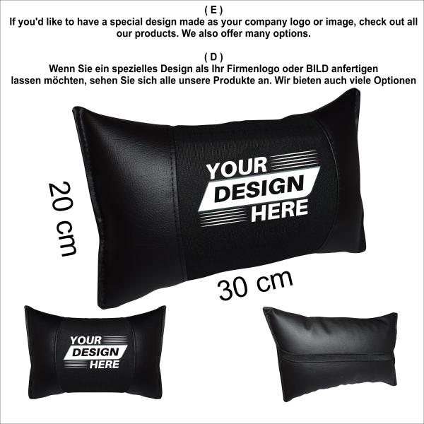 Auto Nackenkissen 20x30cm Nackenpolster Leder Schwarz mit Druck Design Smiley